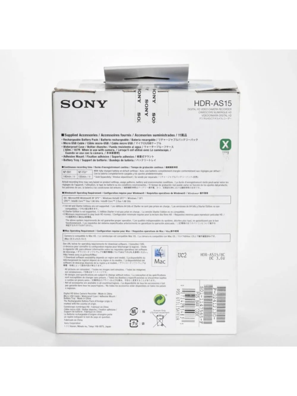Sony HDR-AS15 HD Action Camcorder Full HD Video WiFi Sony VCT-GM1 Head Mount NEW